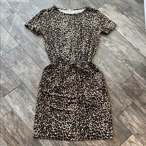 Brown and Black  Mini Dress with short Sleeves